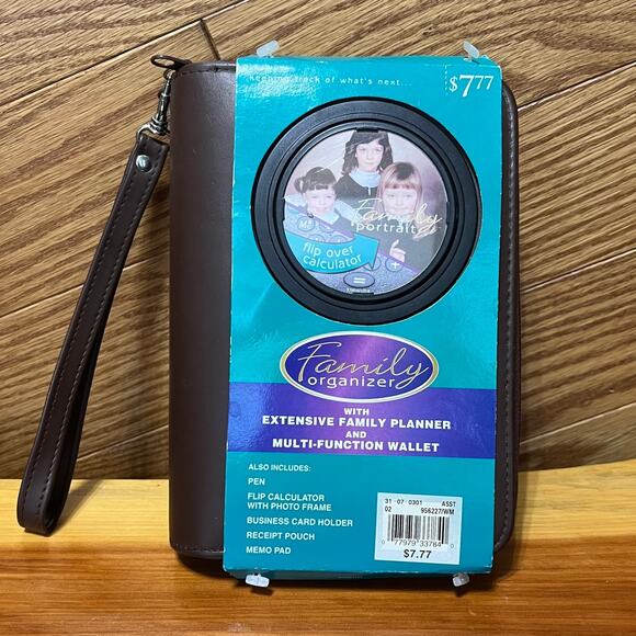 Vintage 1990's Family Organizer & Wallet Zippered Binder Calculator Memo Pad NEW - Picture 1 of 15